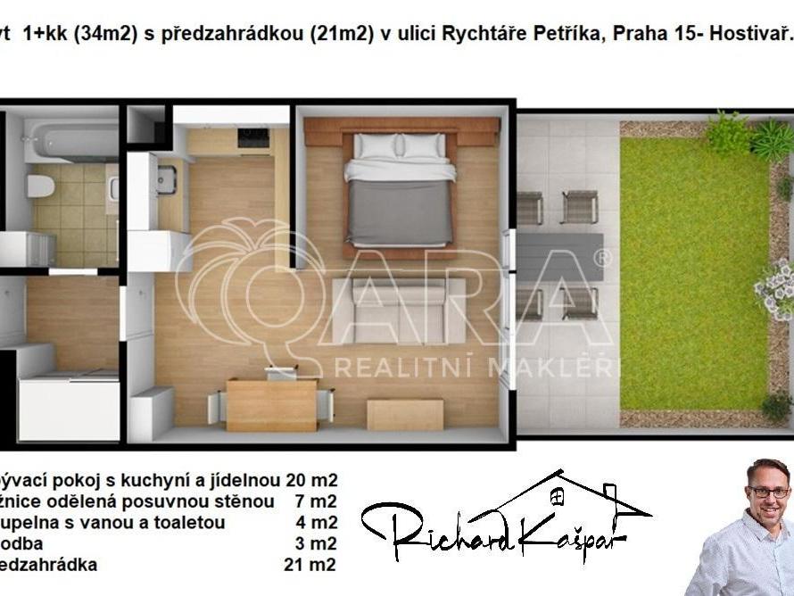 Pronájem bytu 1+kk 34 m2