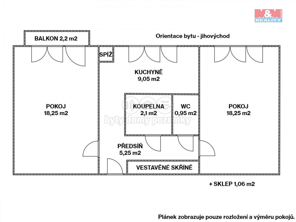 Pronajem bytu 2+1 55 m2