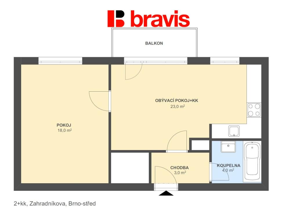 Pronájem bytu 2+kk 48 m2
