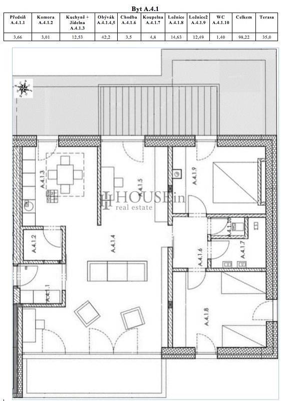 Pronájem bytu 3+kk 98 m2