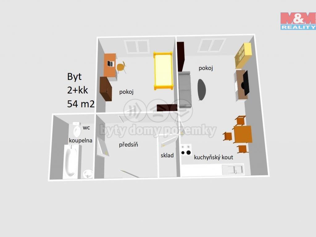 Pronajem bytu 2+kk 54 m2