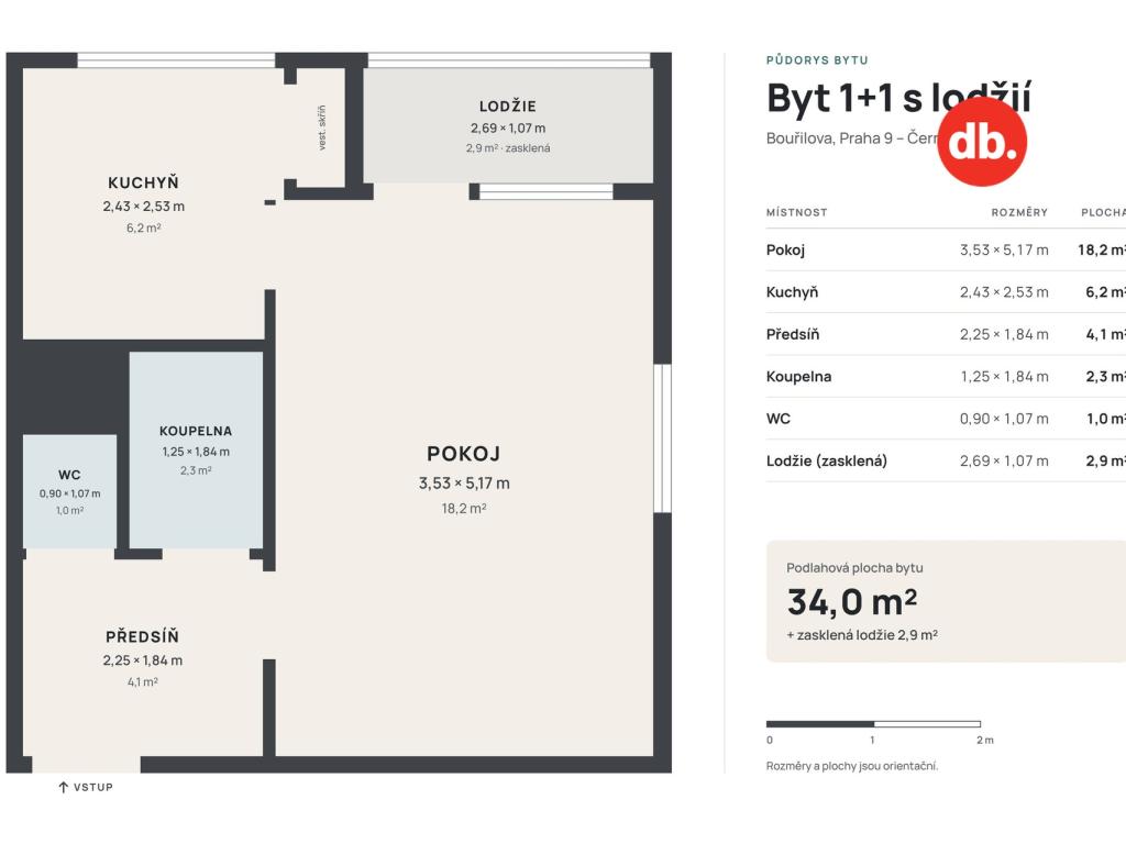Prodej bytu 1+1 34 m2