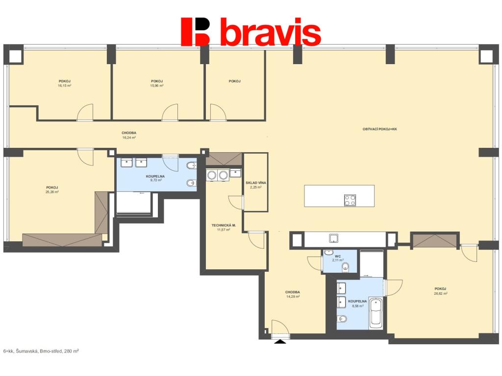Pronájem bytu 6 a více 280 m2