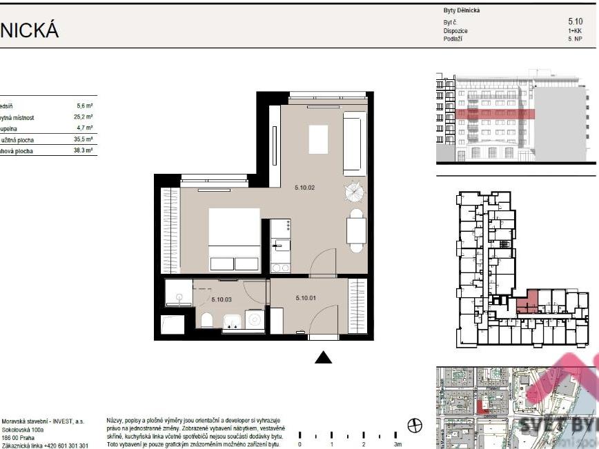 Pronájem bytu 1+kk 39 m2