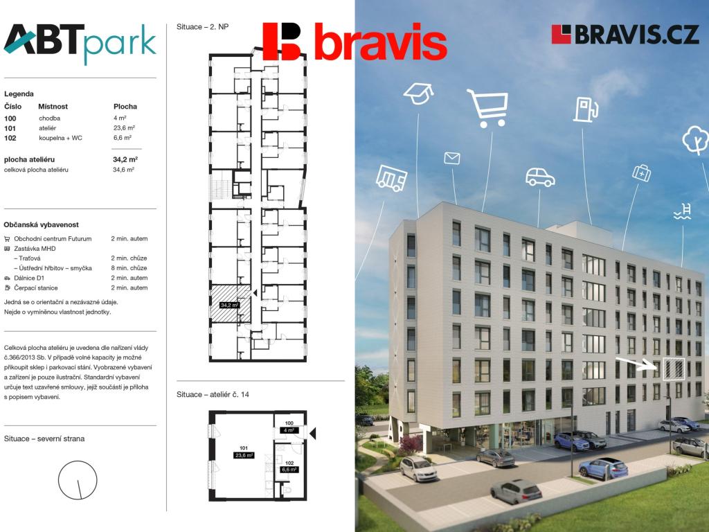 Pronájem bytu 1+kk 35 m2