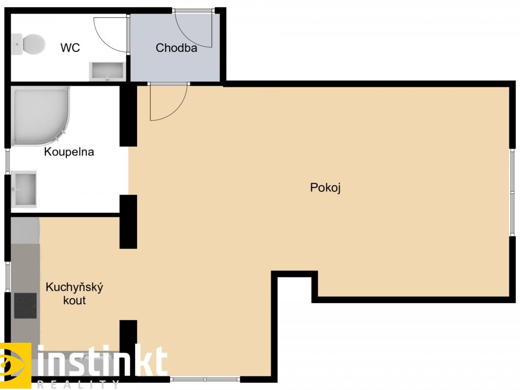 Pronájem bytu 1+kk 46 m2