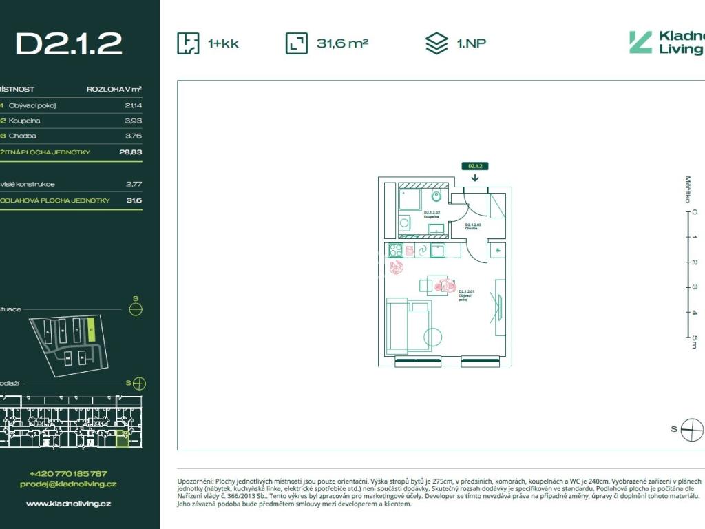 Prodej bytu 1+kk 29 m2, Kladno – náhled fotky 14