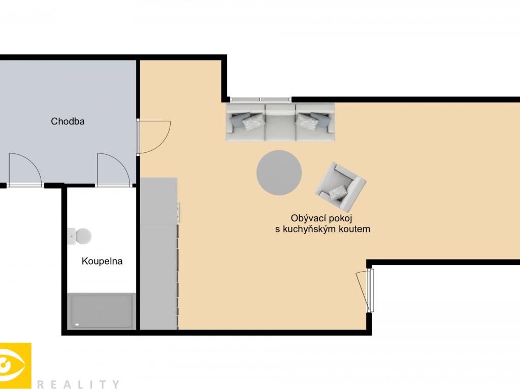 Pronájem bytu 1+kk 31 m2