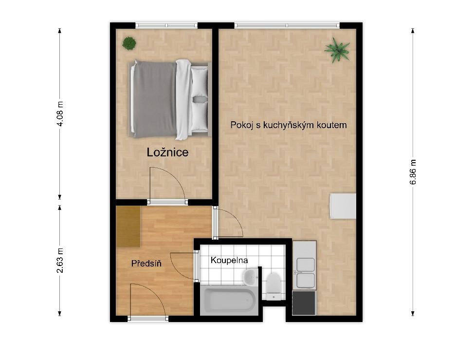 Pronajem bytu 2+kk 40 m2