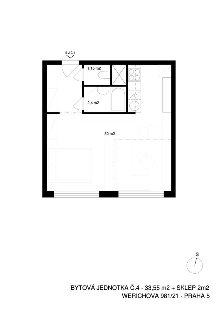 Pronájem bytu 1+kk 33 m2