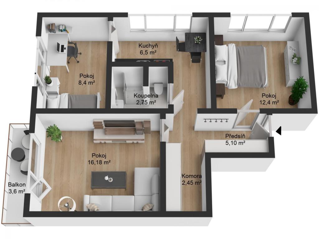 Prodej bytu 3+1 54 m2