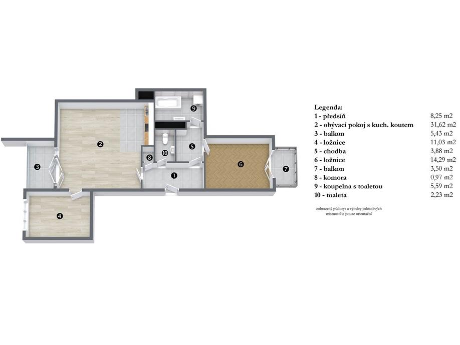 Pronájem bytu 3+kk 76 m2