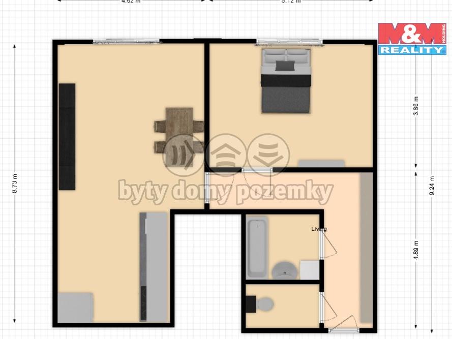 Pronajem bytu 2+kk 46 m2