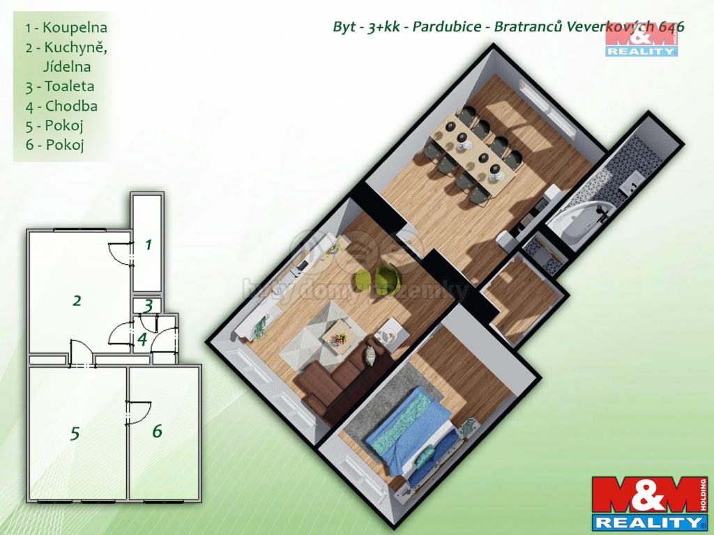 Pronajem bytu 3+kk 87 m2
