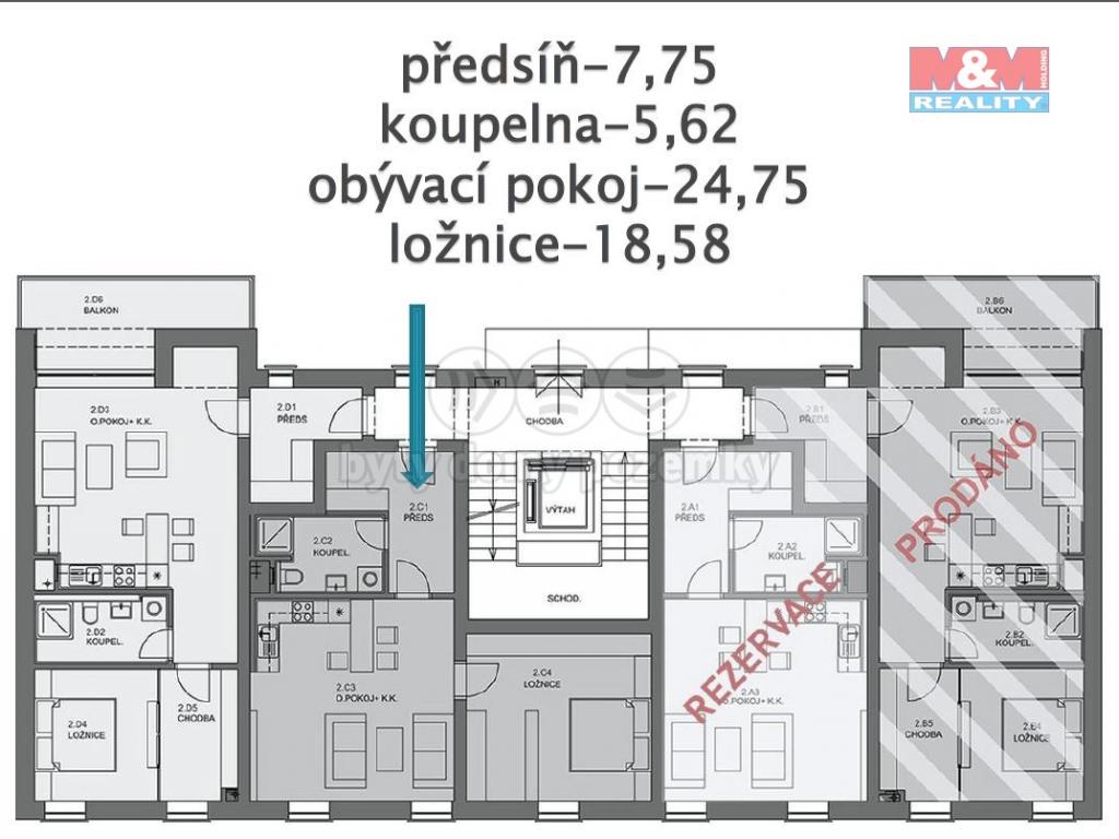 Pronajem bytu 2+kk 57 m2