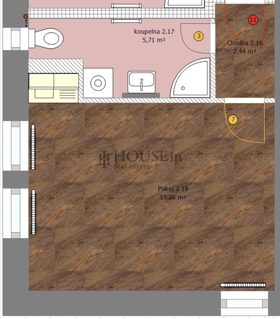 Pronájem bytu 1+kk 27 m2