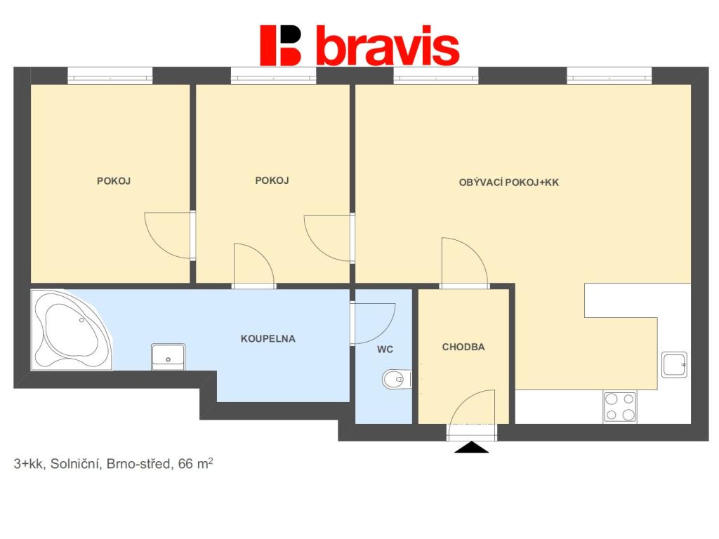 Pronájem bytu 3+kk 66 m2