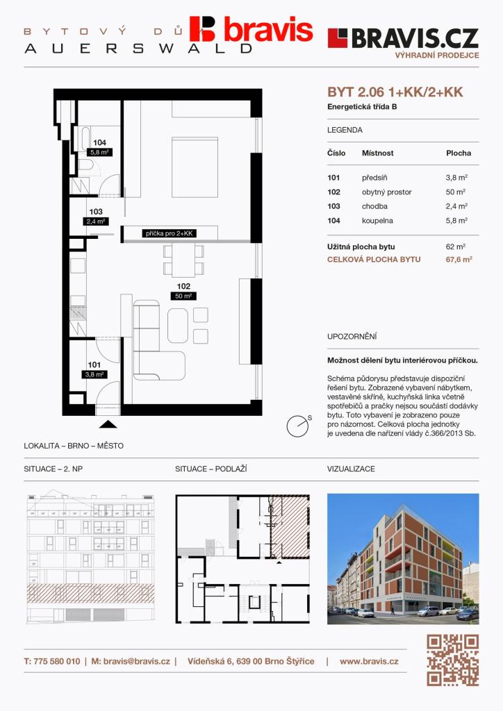 Prodej bytu 2+kk 68 m2, Brno – náhled fotky 4