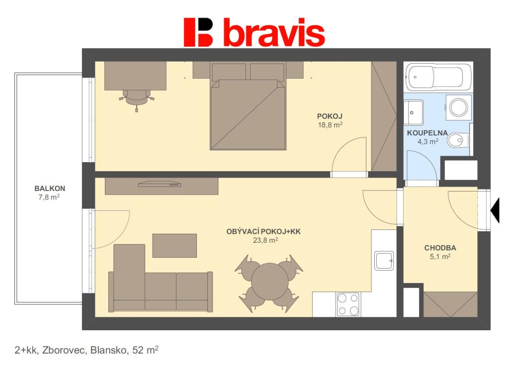 Prodej bytu 2+kk 52 m2, Blansko – náhled fotky 7