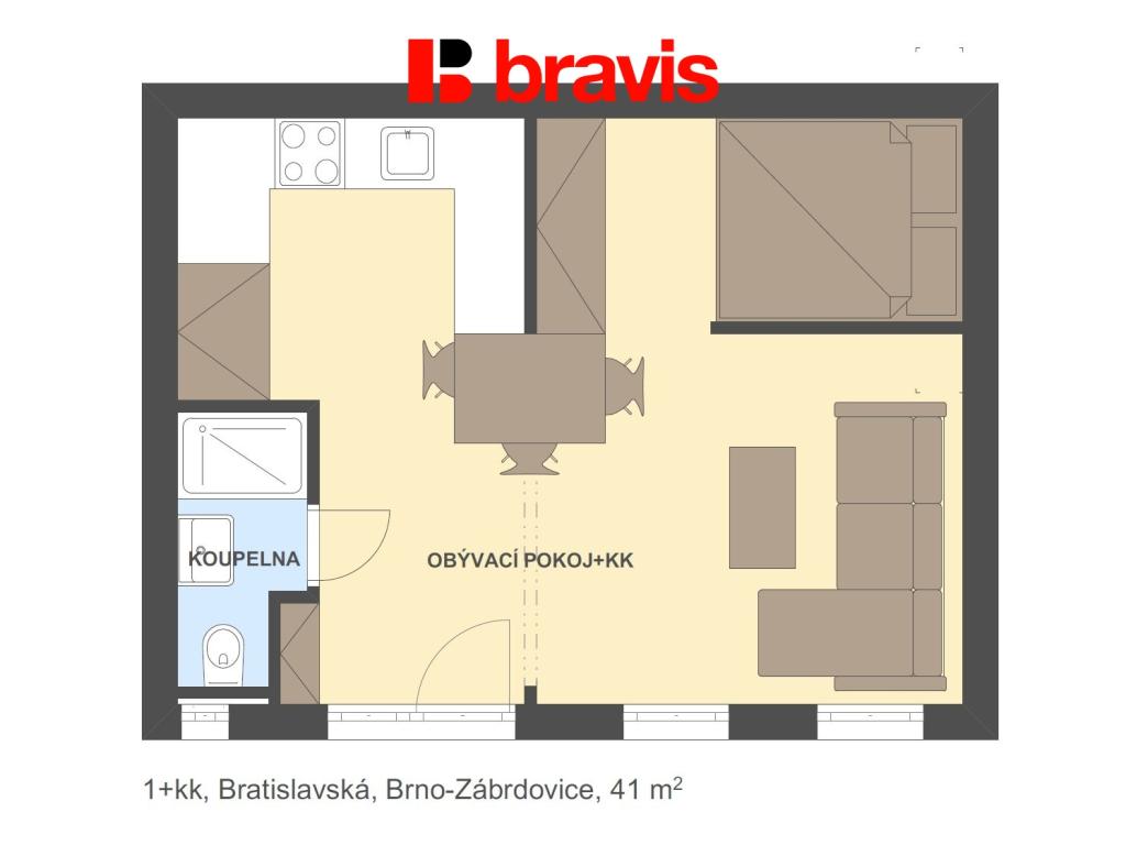 Pronájem bytu 1+kk 41 m2