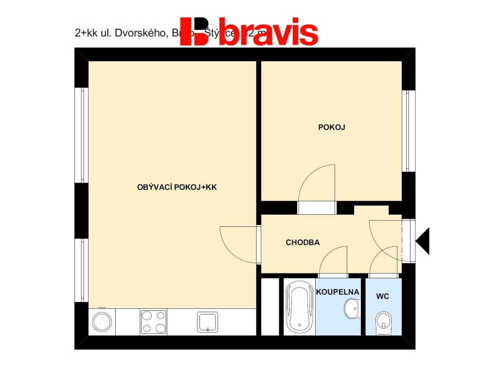 Pronájem bytu 2+kk 42 m2
