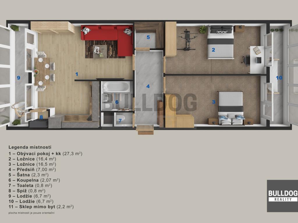 Pronájem bytu 3+kk 80 m2