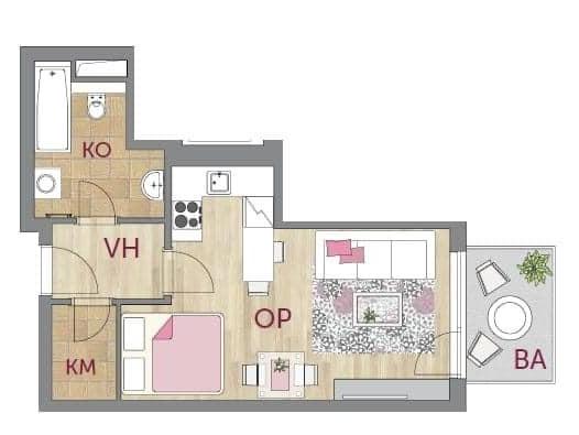 Pronajem bytu 1+kk 36 m2
