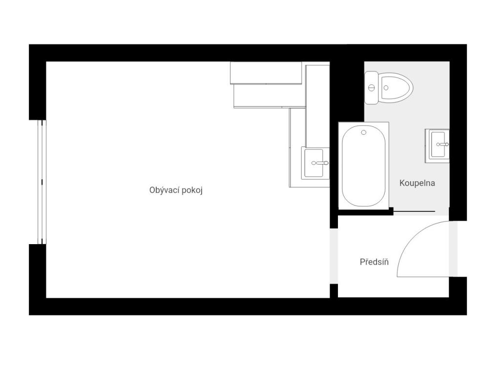 Pronájem bytu 1+kk 22 m2