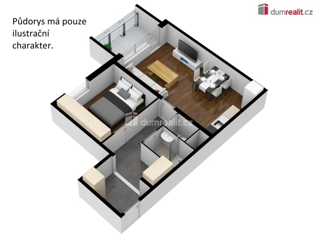 Pronájem bytu 2+kk 44 m2, Velešín – náhled fotky 6