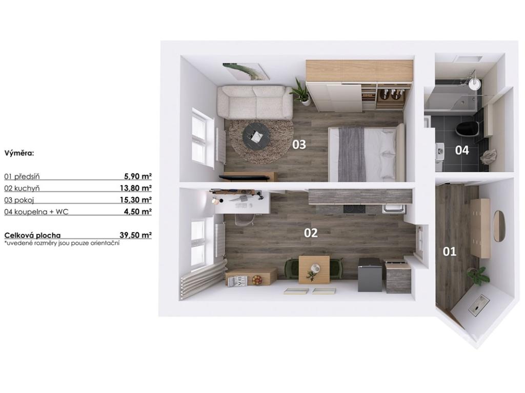 Pronájem bytu 2+kk 39 m2