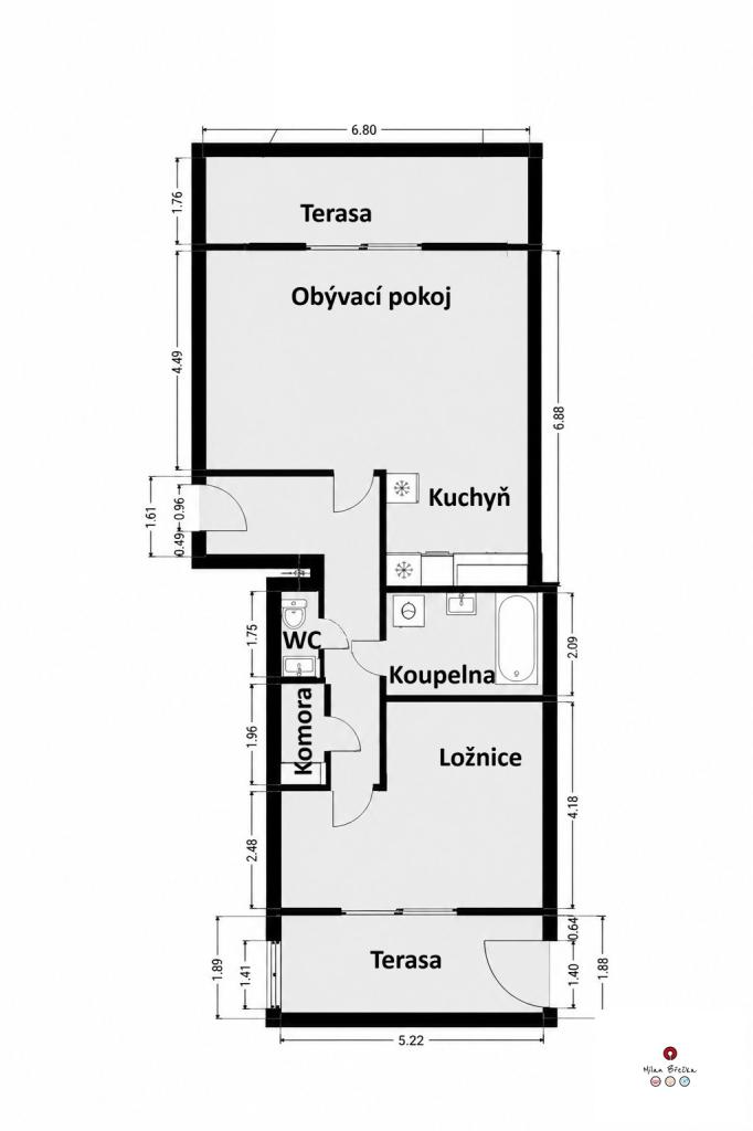 Pronájem bytu 2+kk 73 m2, Praha – náhled fotky 11