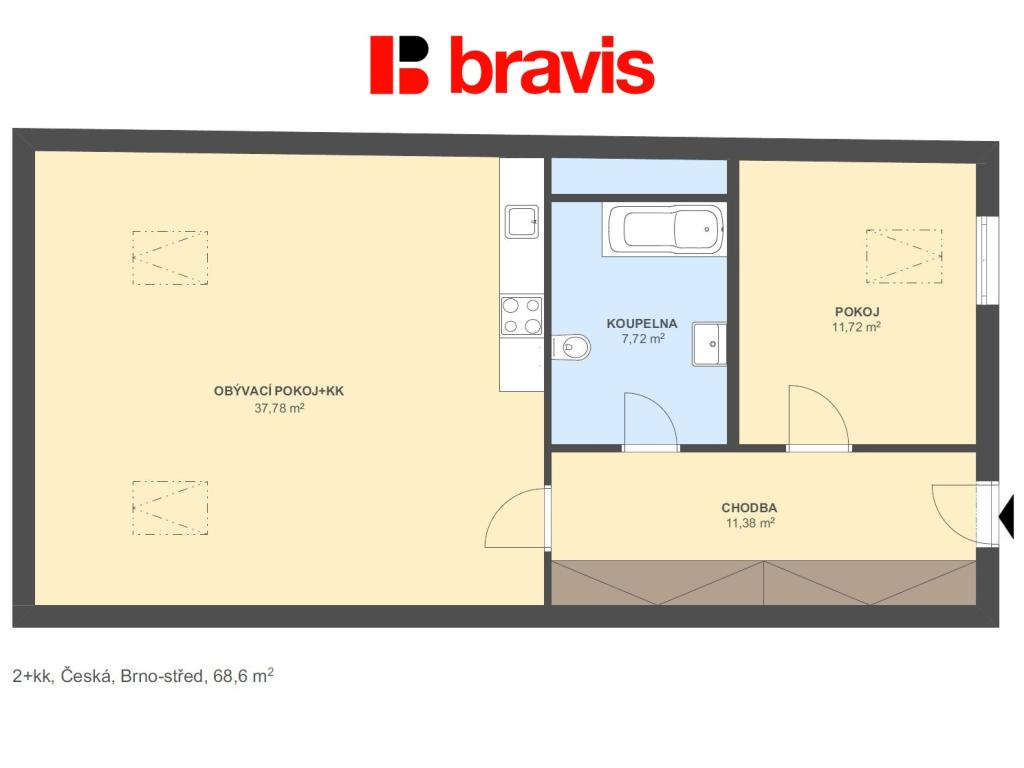 Pronájem bytu 2+kk 69 m2, Brno – náhled fotky 5