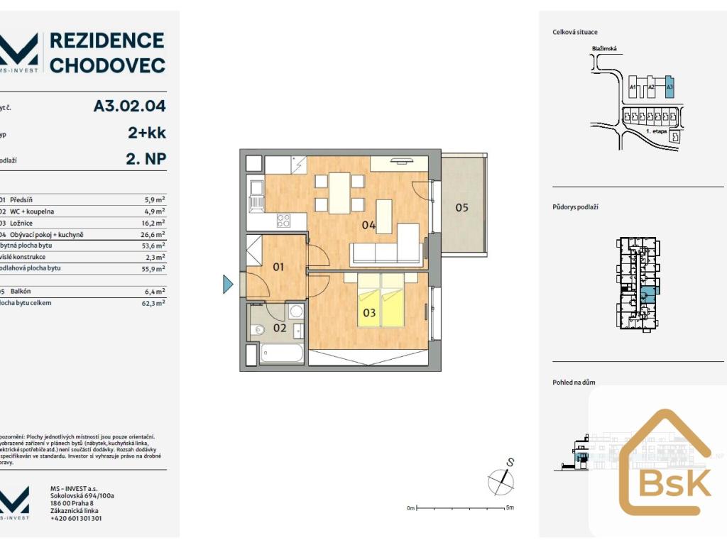 Pronájem bytu 2+kk 54 m2