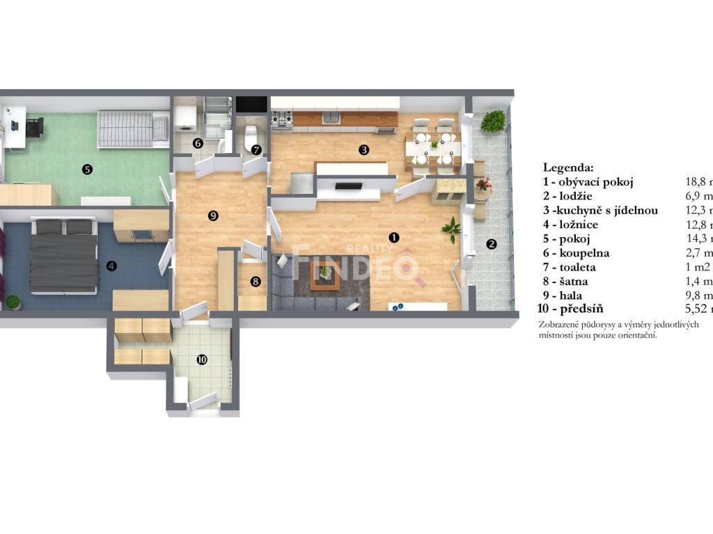 Pronájem bytu 3+1 87 m2