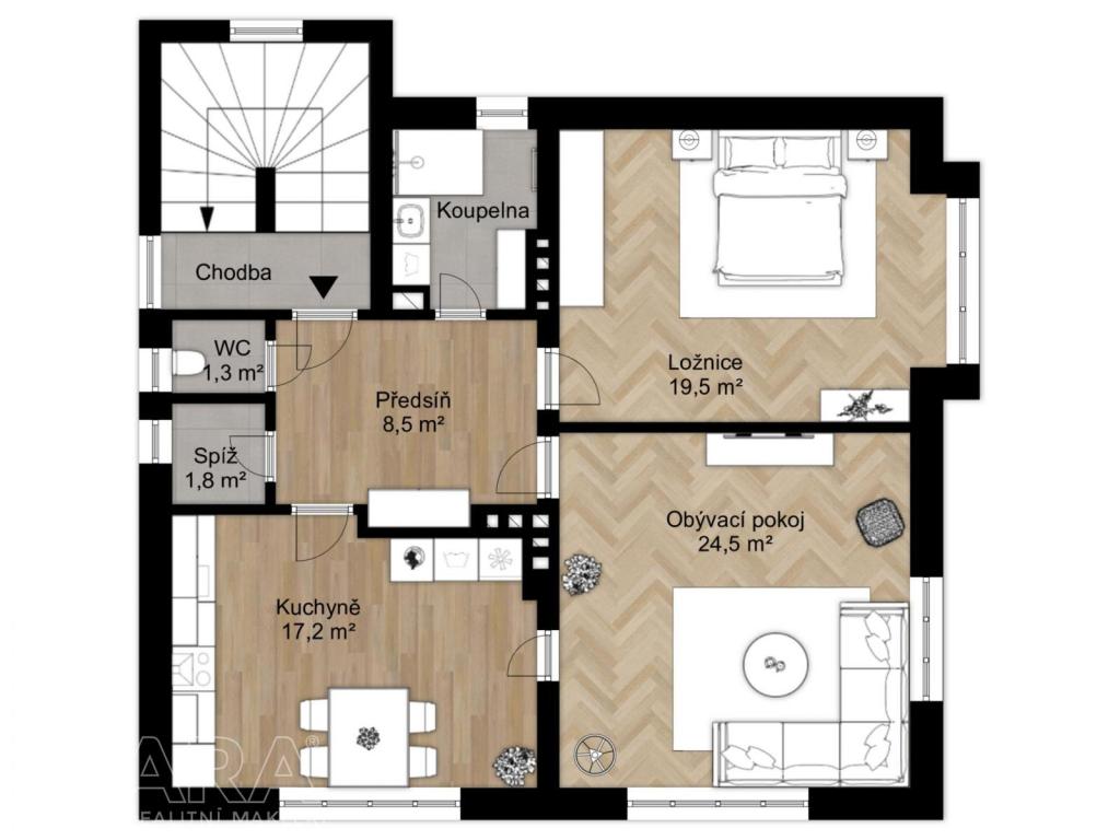 Pronájem bytu 2+1 80 m2