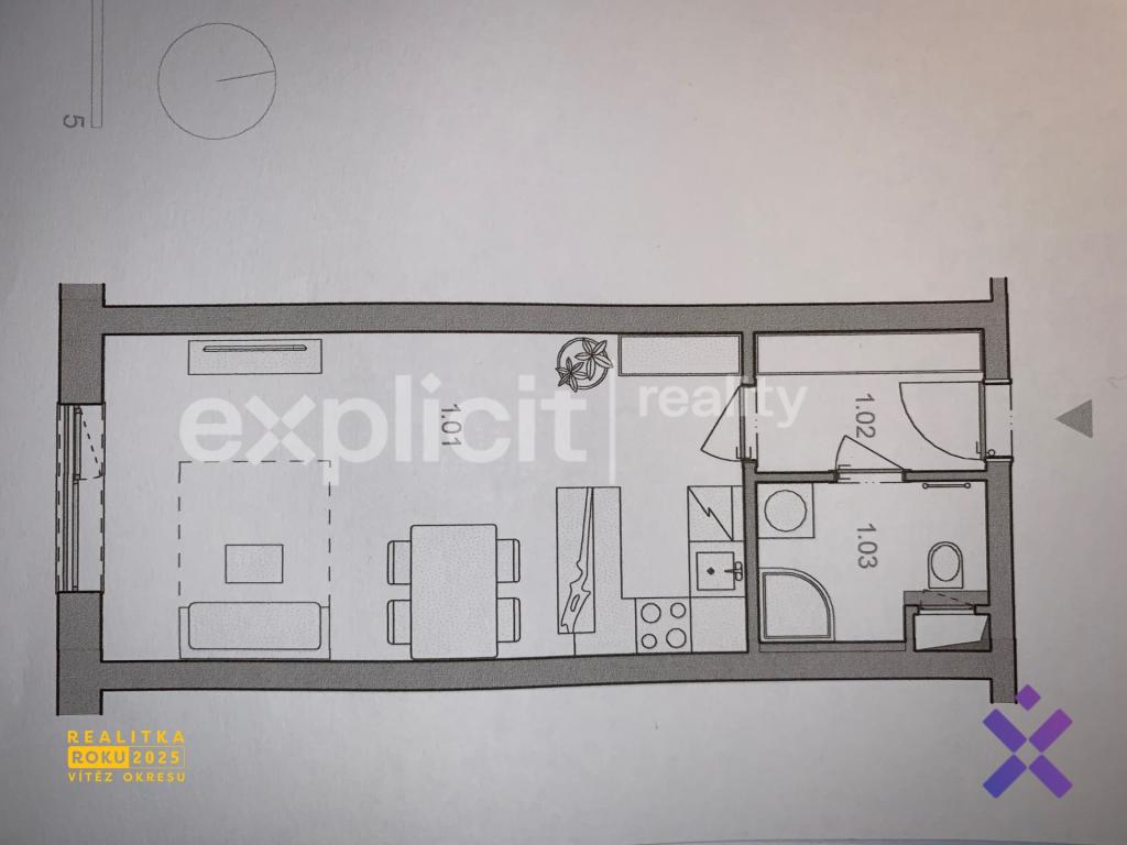 Pronájem bytu 1+kk 33 m2, Zlín – náhled fotky 11