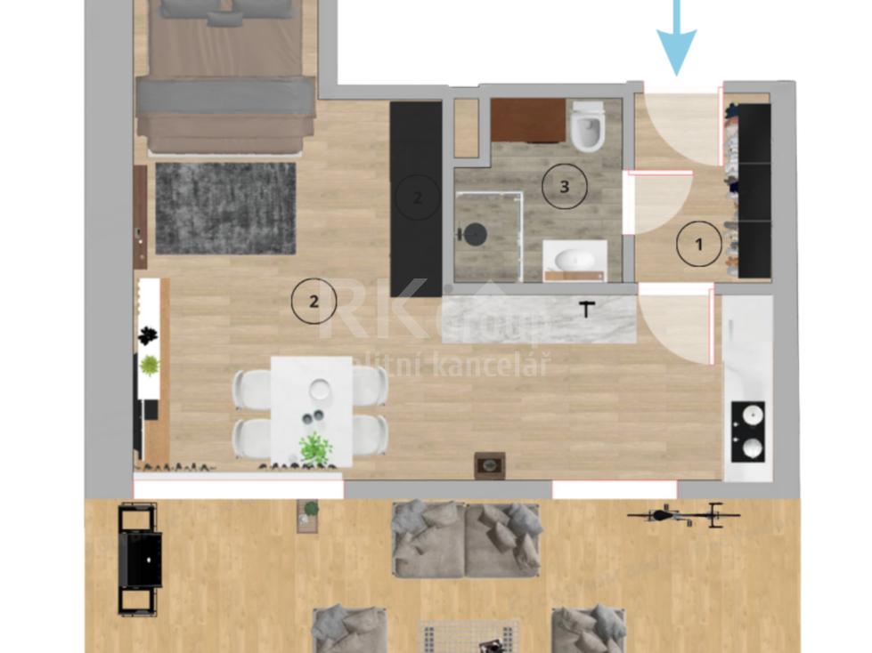 Pronájem bytu 1+kk 38 m2