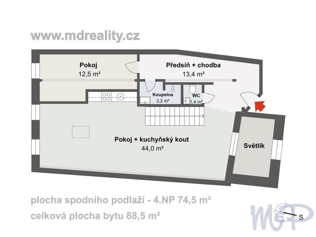 Pronájem bytu 3+kk 88 m2