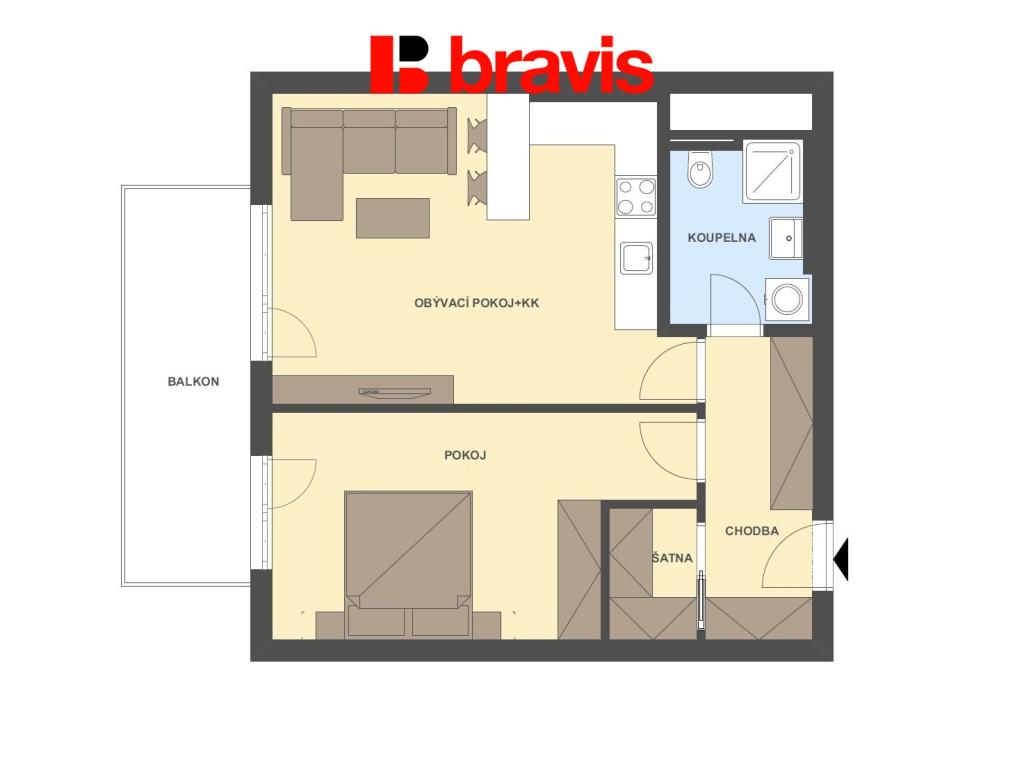 Pronájem bytu 2+kk 54 m2