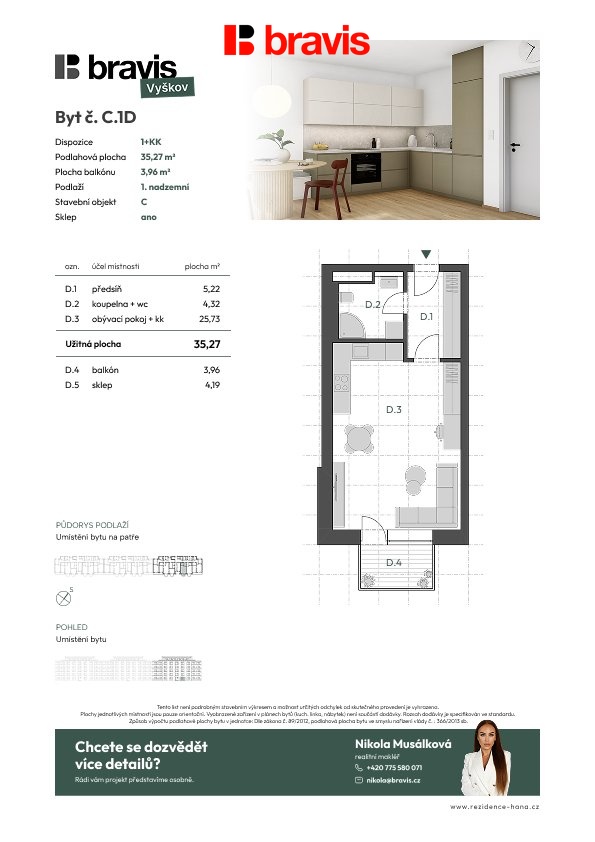 Prodej bytu 1+kk 43 m2, Vyškov – náhled fotky 4