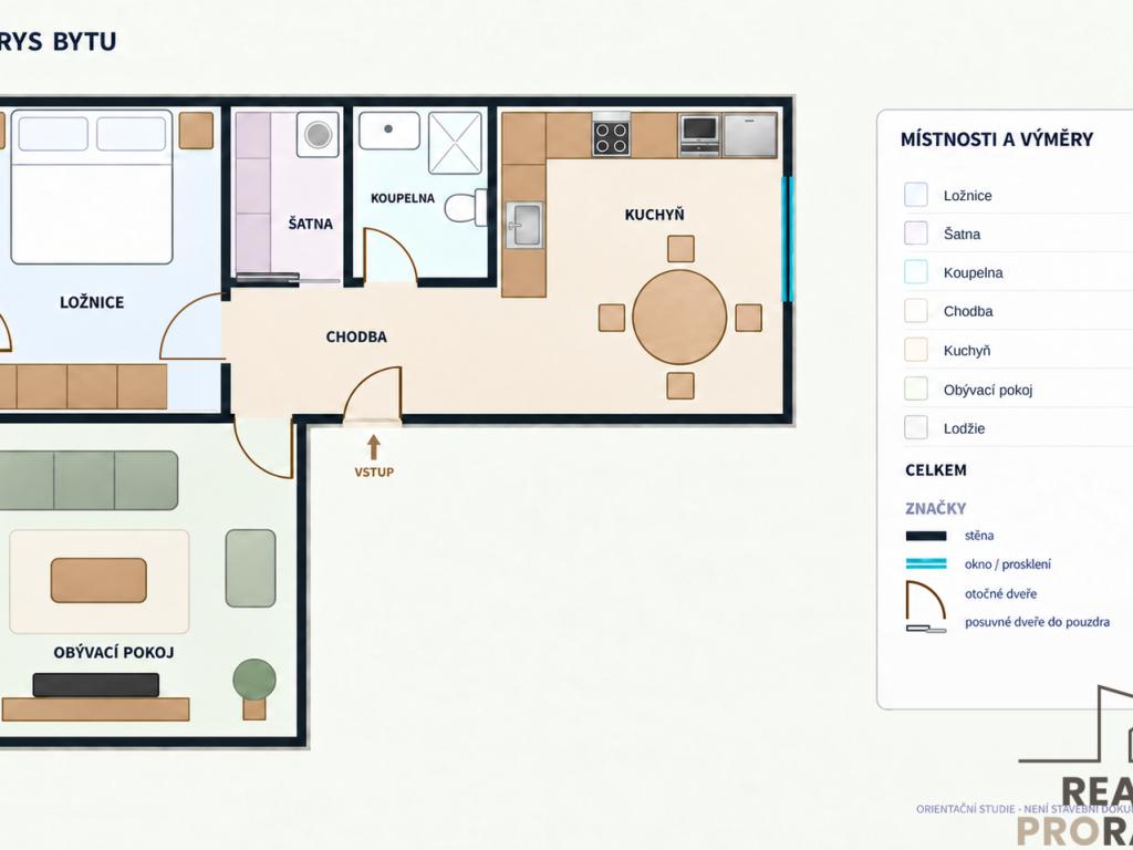Pronájem bytu 2+1 52 m2