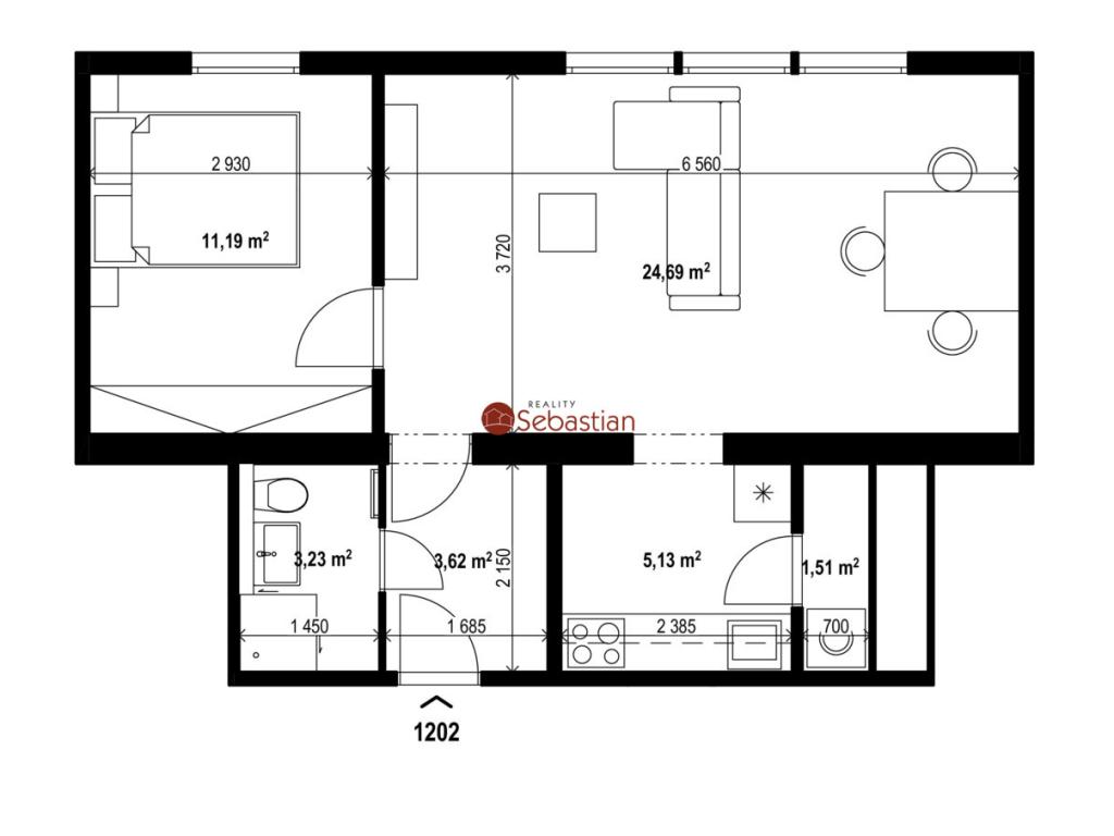 Pronájem bytu 2+1 48 m2