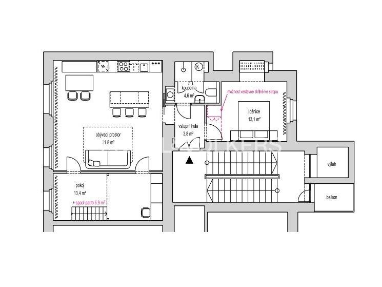 Prodej bytu 3+kk 66 m2, Praha – náhled fotky 8