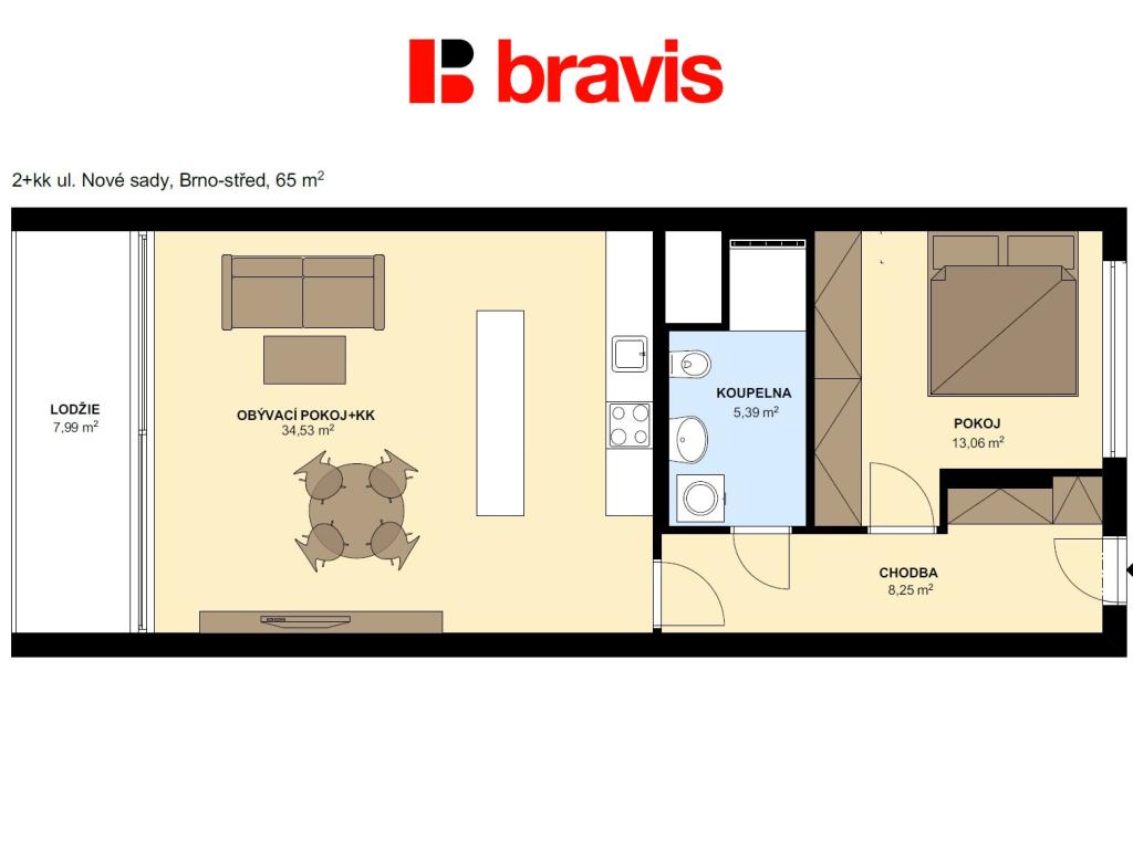 Pronájem bytu 2+kk 62 m2