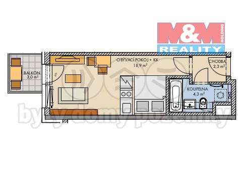 Pronajem bytu 1+kk 30 m2