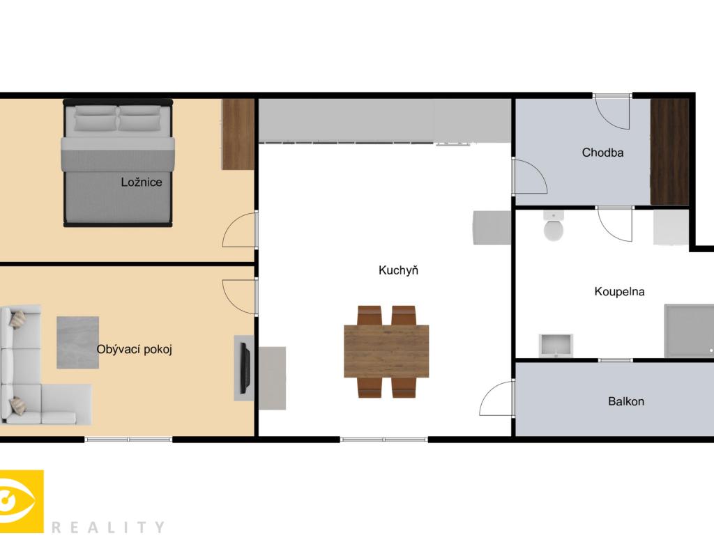 Pronájem bytu 2+1 60 m2