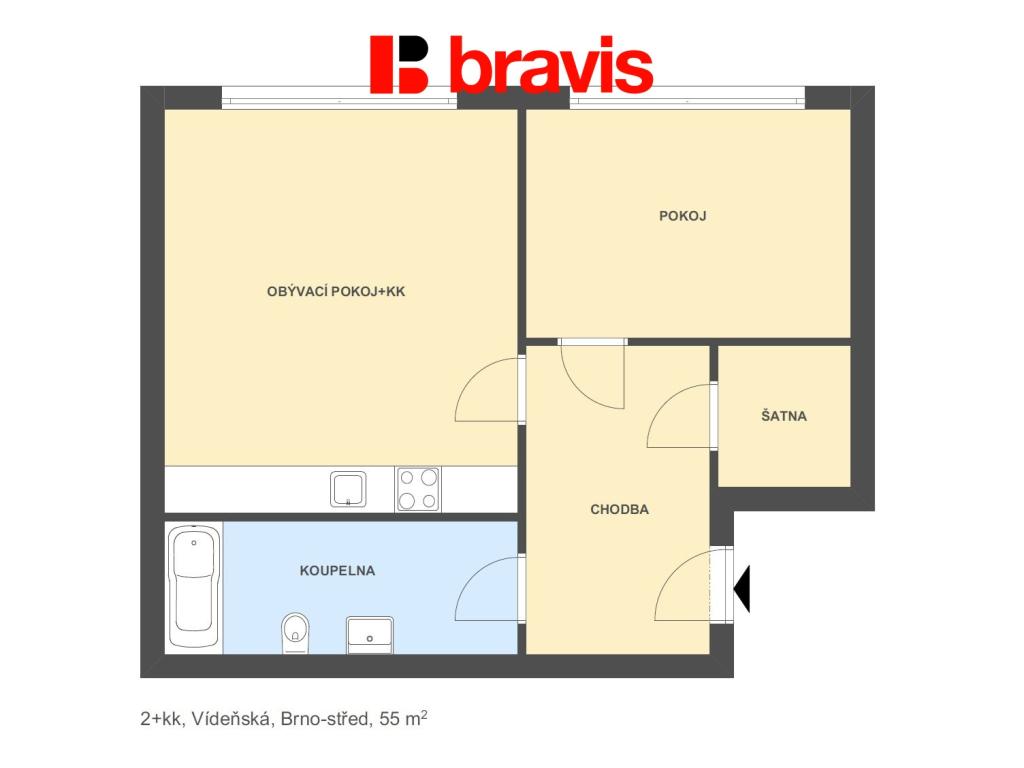 Pronájem bytu 2+kk 55 m2