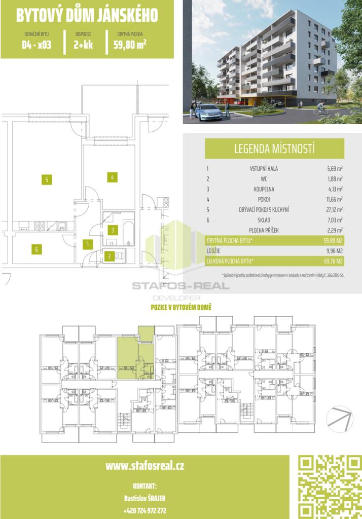 Pronájem bytu 2+kk 59 m2