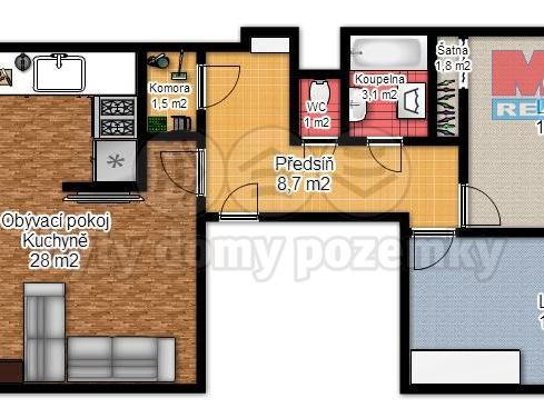 Pronajem bytu 3+kk 76 m2