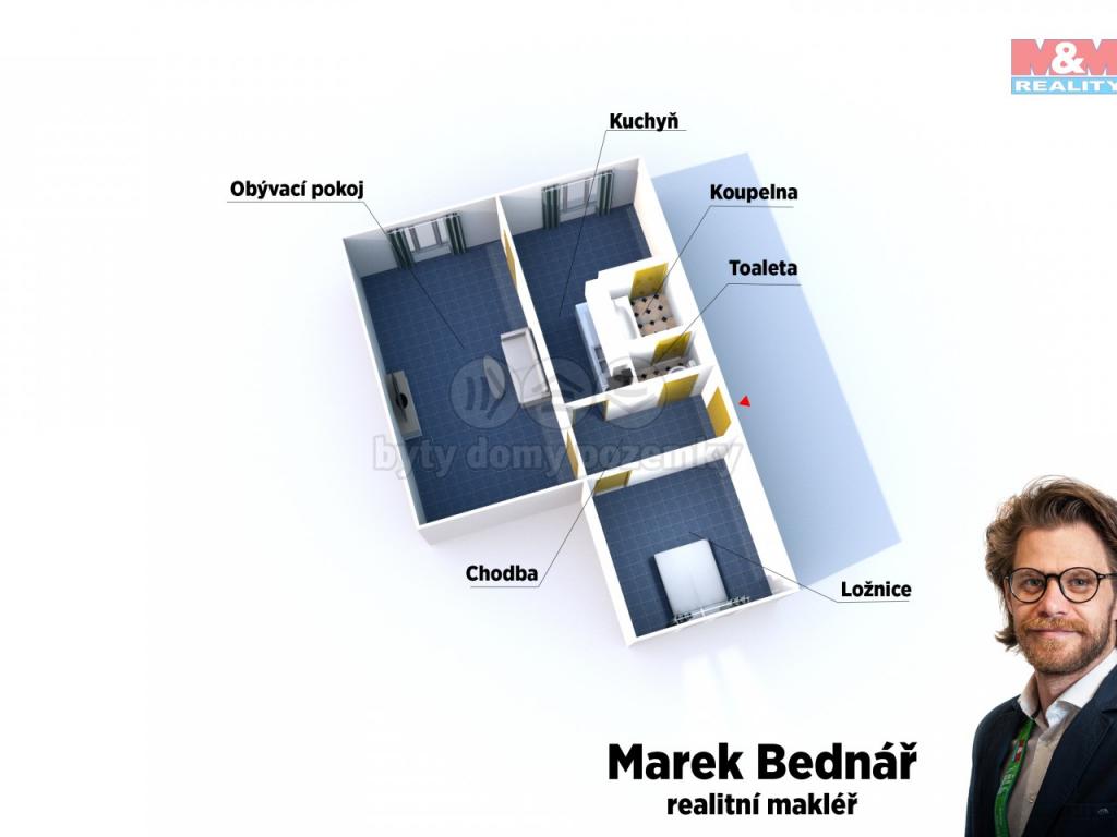 Pronajem bytu 2+1 60 m2